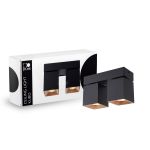 D'Lite Plafondlamp Kubo Aluminium Zwart Kantelbaar en Draaibaar | IP20 - Geschikt voor 2x GU10
